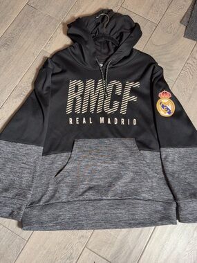 Real Madrid RMCF Black & Gray Pullover Hoodie